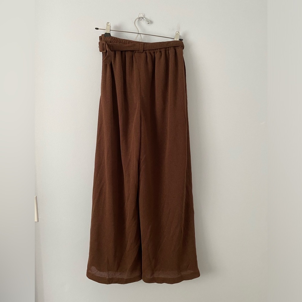TOKUKO 1er VOL Brown Waffle Pants Made in Japan 24" Waist Hi Rise Wide Leg